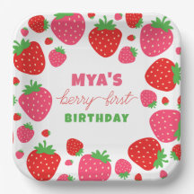 Strawberry Berry First Birthday Paper Teller