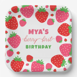 Strawberry Berry First Birthday Paper Teller