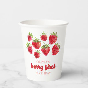 Strawberry Berry First Birthday Pappbecher