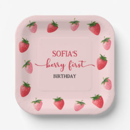 Strawberry Berry First Birthday Pappteller