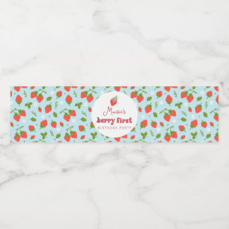 Strawberry Berry First Birthday Party Wasserflaschenetikett
