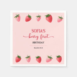 Strawberry Berry First Birthday Serviette