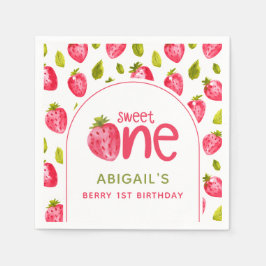 Strawberry Berry First Birthday Serviette