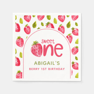 Strawberry Berry First Birthday Serviette