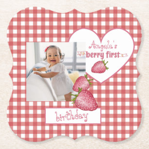 Strawberry Berry First Birthday Untersetzer