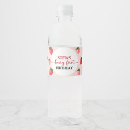 Strawberry Berry First Birthday Wasserflaschenetikett