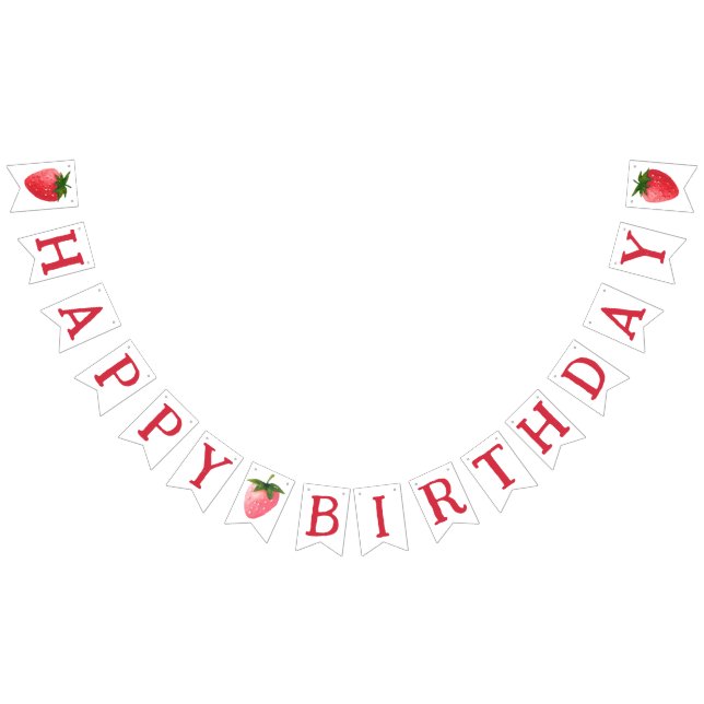 Strawberry Berry First Birthday Wimpelkette (Alle)