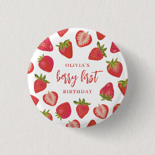 Strawberry Berry First Girls Personalisiert Geburt Button