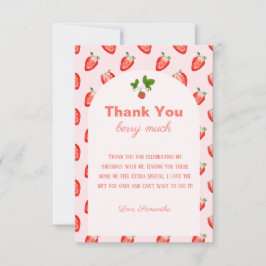 Strawberry Berry First Pink Birthday Dankeskarte
