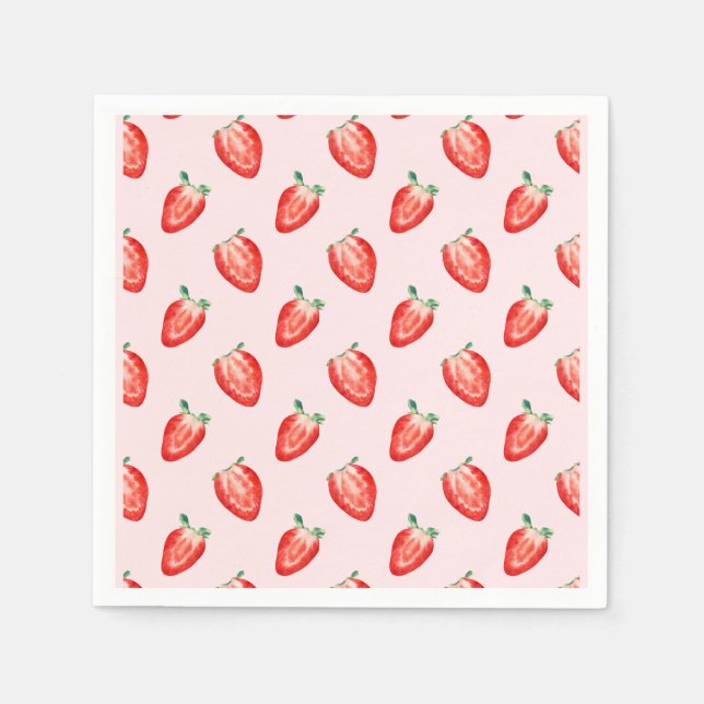 Strawberry Berry First Pink zum Geburtstag Einladu Serviette (Vorderseite)