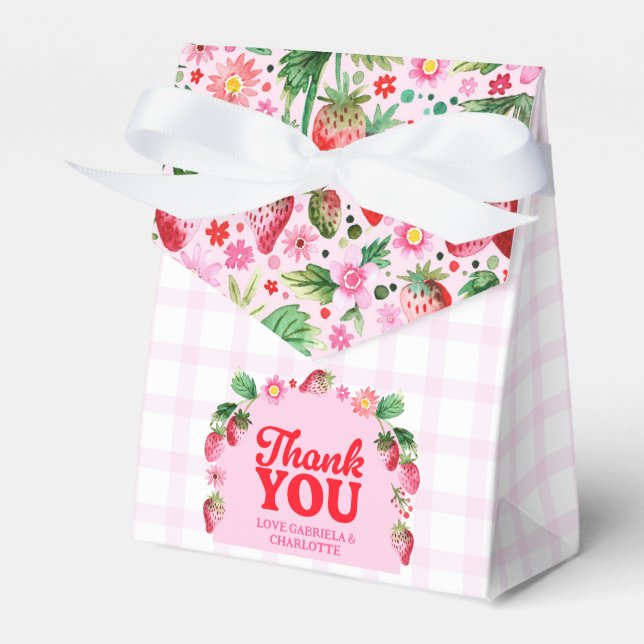 Strawberry Berry First Twins Joint Birthday Geschenkschachtel (Vorderseite)