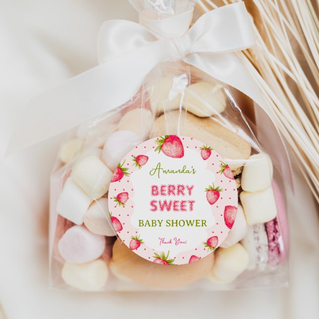 Strawberry Berry Fuchsia Babydusche Vielen Dank Runder Aufkleber (Von Creator hochgeladen)