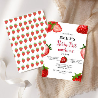 Strawberry Berry Girl Erster Geburtstag| Berry Swe Einladung
