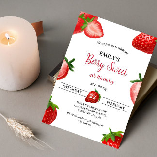Strawberry Berry Girl zum Geburtstag| Berry Sweet Einladung