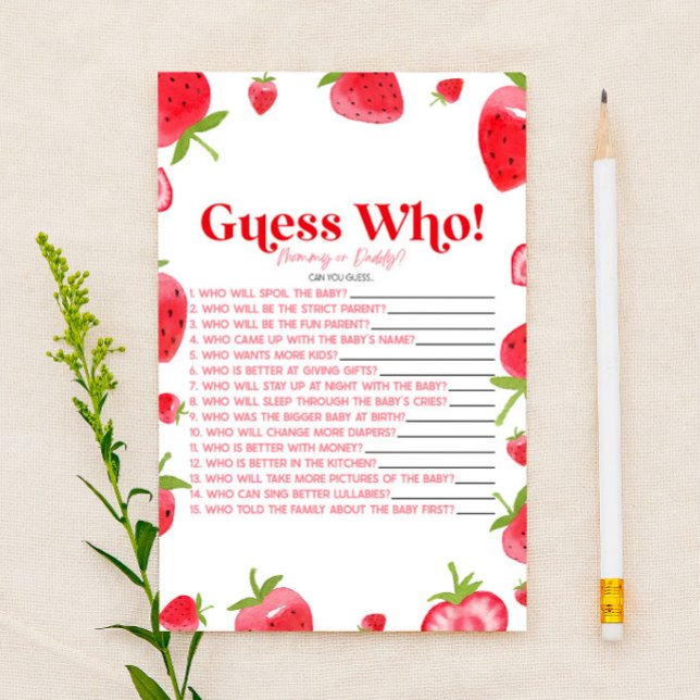 Strawberry Berry Guess Who! Baby Shower Game Briefpapier (Von Creator hochgeladen)