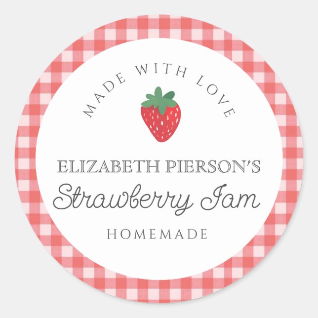 Strawberry Berry Jam Zuhause Custom Runder Aufkleber (Vorderseite)