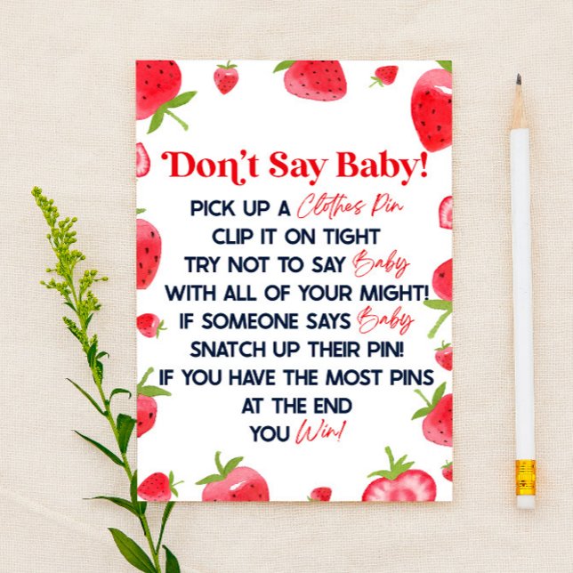 Strawberry Berry Say Baby Shower Game nicht Briefpapier (Von Creator hochgeladen)