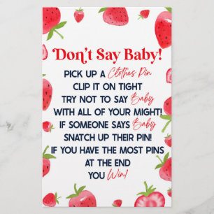 Strawberry Berry Say Baby Shower Game nicht Briefpapier