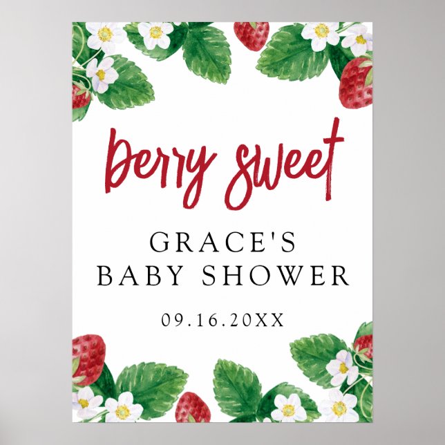 Strawberry Berry Sweet Baby Dusche Begrüßungszeich Poster (Vorne)