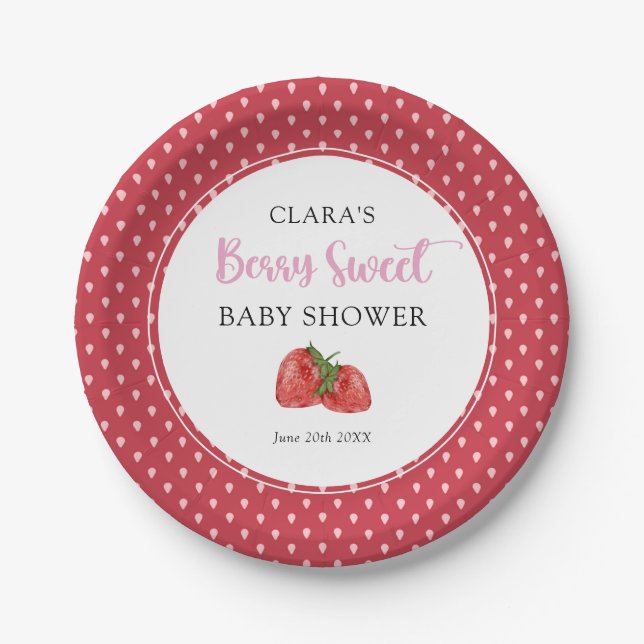 Strawberry Berry Sweet Baby Dusche Pappteller (Vorderseite)