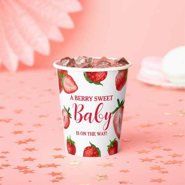 Strawberry Berry Sweet Baby Dusche unterwegs Pappbecher (Insitu)