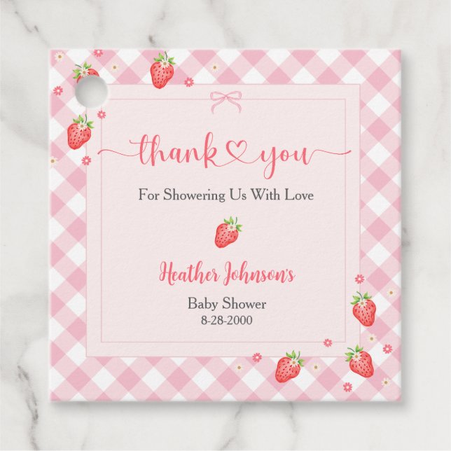 Strawberry Berry Sweet Baby Girl Baby Dusche Geschenkanhänger (Vorderseite)