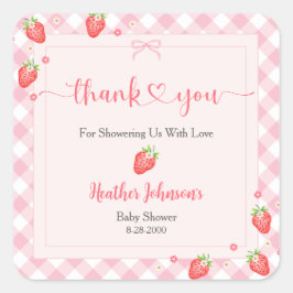 Strawberry Berry Sweet Baby Girl Baby Dusche Quadratischer Aufkleber