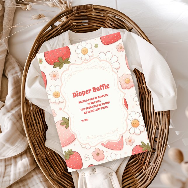 Strawberry Berry Sweet Baby Shower Diapper Raffle Begleitkarte (Von Creator hochgeladen)
