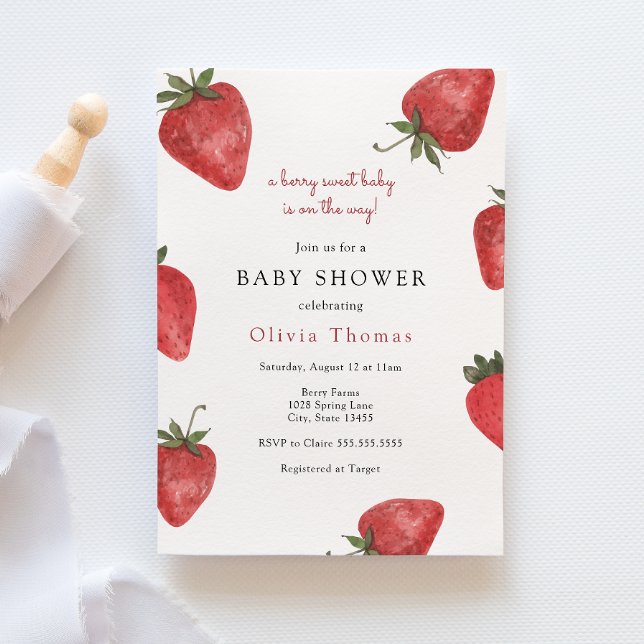 Strawberry Berry Sweet Baby Shower Einladung (Von Creator hochgeladen)