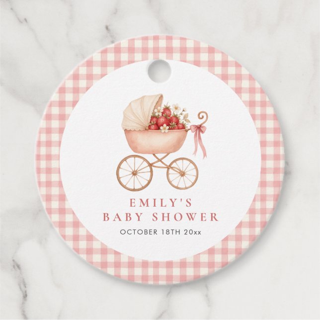 Strawberry Berry Sweet Baby Shower Favor Geschenkanhänger (Vorderseite)