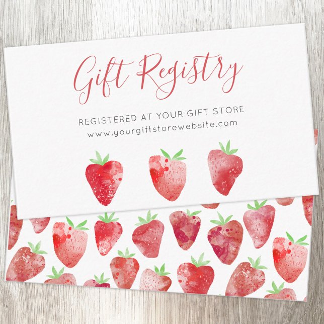 Strawberry Berry Sweet Baby Shower Geschenkregiste Begleitkarte (Strawberry Berry Sweet gift registry enclosure card)