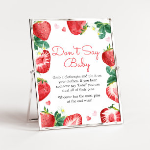 Strawberry Berry Sweet Baby Shower Say Baby nicht Poster