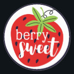 Strawberry Berry Sweet Birthday Baby Girl Kids' Runder Aufkleber<br><div class="desc">Süß wie eine saftige,  plump Erdbeere! Lebhafter zeitgenössischer Stil in Rot,  Grün und Schwarz für eine fruchtige und lustige Geburtstagsfeier. ・ Koordinieren Sie es! Durchsuchen Sie die Strawberry Sweet Birthday Collection für passende Produkte wie Einladungen,  Packpapier,  Party Dekoration und mehr!</div>