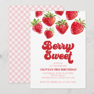 Strawberry Berry Sweet Birthday Einladung