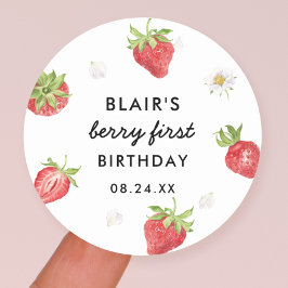 Strawberry Berry Sweet Birthday Favor Runder Aufkleber