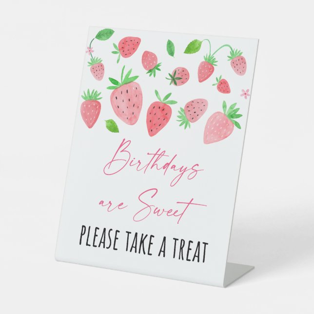 Strawberry Berry Sweet Birthday Leckerei Sockelschild (Vorderseite)