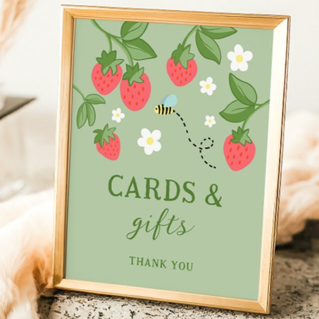 Strawberry Berry Sweet Birthday Party Sign Poster (Von Creator hochgeladen)