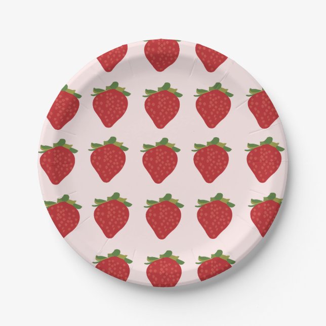 Strawberry Berry Sweet Birthday Party Strawberries Pappteller (Vorderseite)