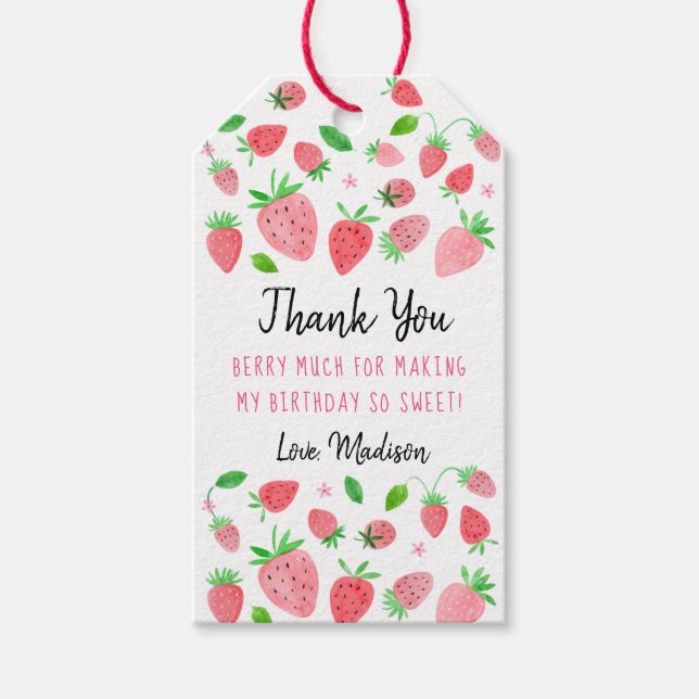 Strawberry Berry Sweet Birthday Vielen Dank Geschenkanhänger (Vorderseite)