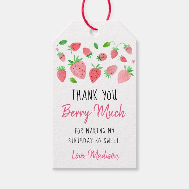Strawberry Berry Sweet Birthday Vielen Dank Geschenkanhänger (Vorderseite)