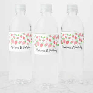 Strawberry Berry Sweet Birthday Wasserflaschenetikett