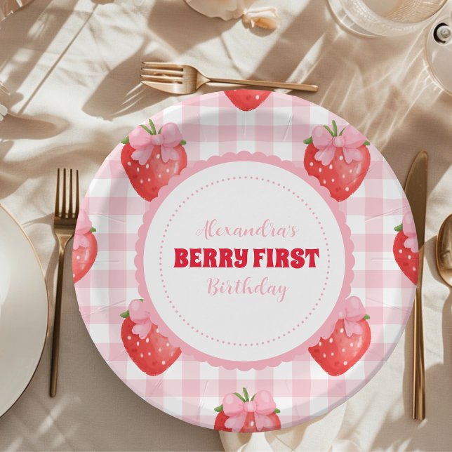 Strawberry Berry Sweet Boho 1. Geburtstag Pappteller (Von Creator hochgeladen)
