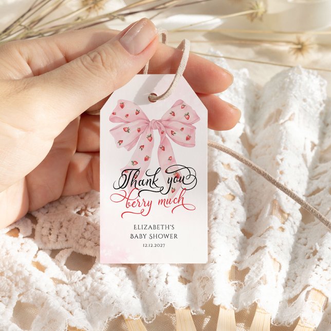 Strawberry Berry Sweet Bow Baby Dusche Vielen Dank Geschenkanhänger (Von Creator hochgeladen)