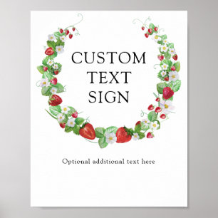 Strawberry Berry Sweet   Custom Text Baby Shooter Poster