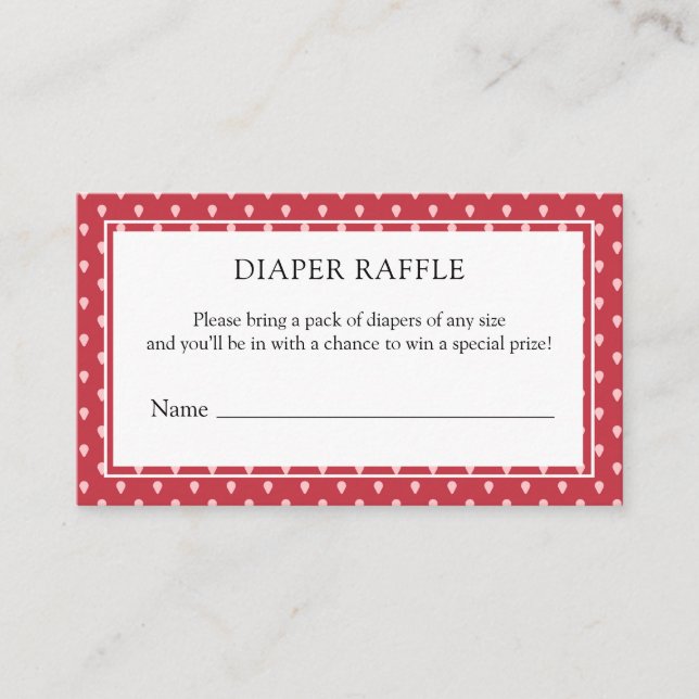 Strawberry Berry Sweet Diaper Raffle Begleitkarte (Vorderseite)