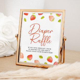 Strawberry Berry Sweet Diaper Raffle Game Sign Poster