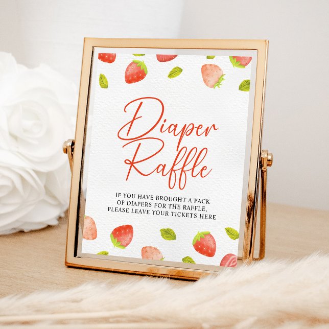 Strawberry Berry Sweet Diaper Raffle Game Sign Poster (Von Creator hochgeladen)