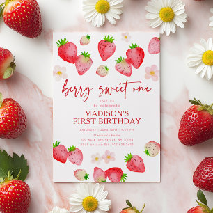 Strawberry Berry Sweet Ein erster Geburtstag Einladung