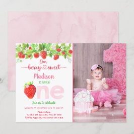Strawberry Berry Sweet Floral Erster Geburtstag Einladung