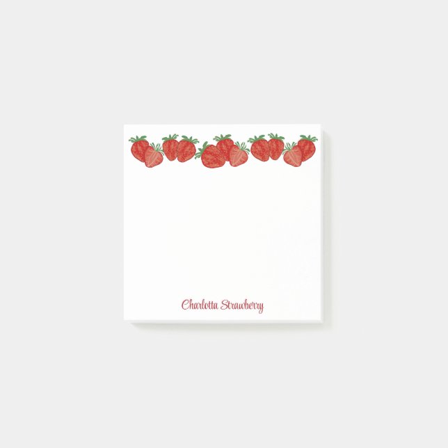 Strawberry Berry Sweet Fruit Heart Shcool Office Post-it Klebezettel (Vorderseite)